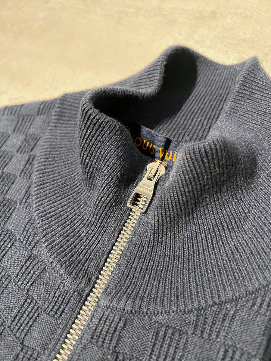 Louis Vuitton Louis Vuitton Damier Zip Up Detail White Cardigan