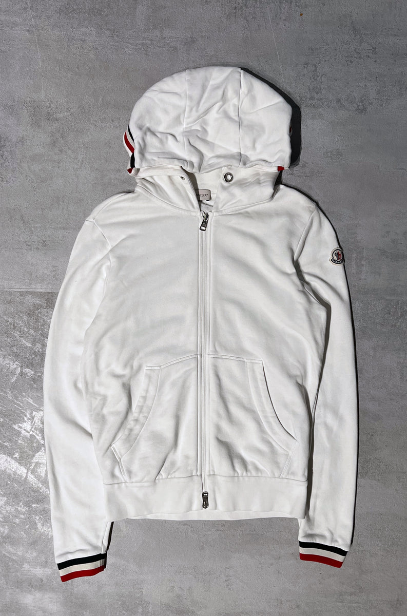 Moncler white cheap zip hoodie