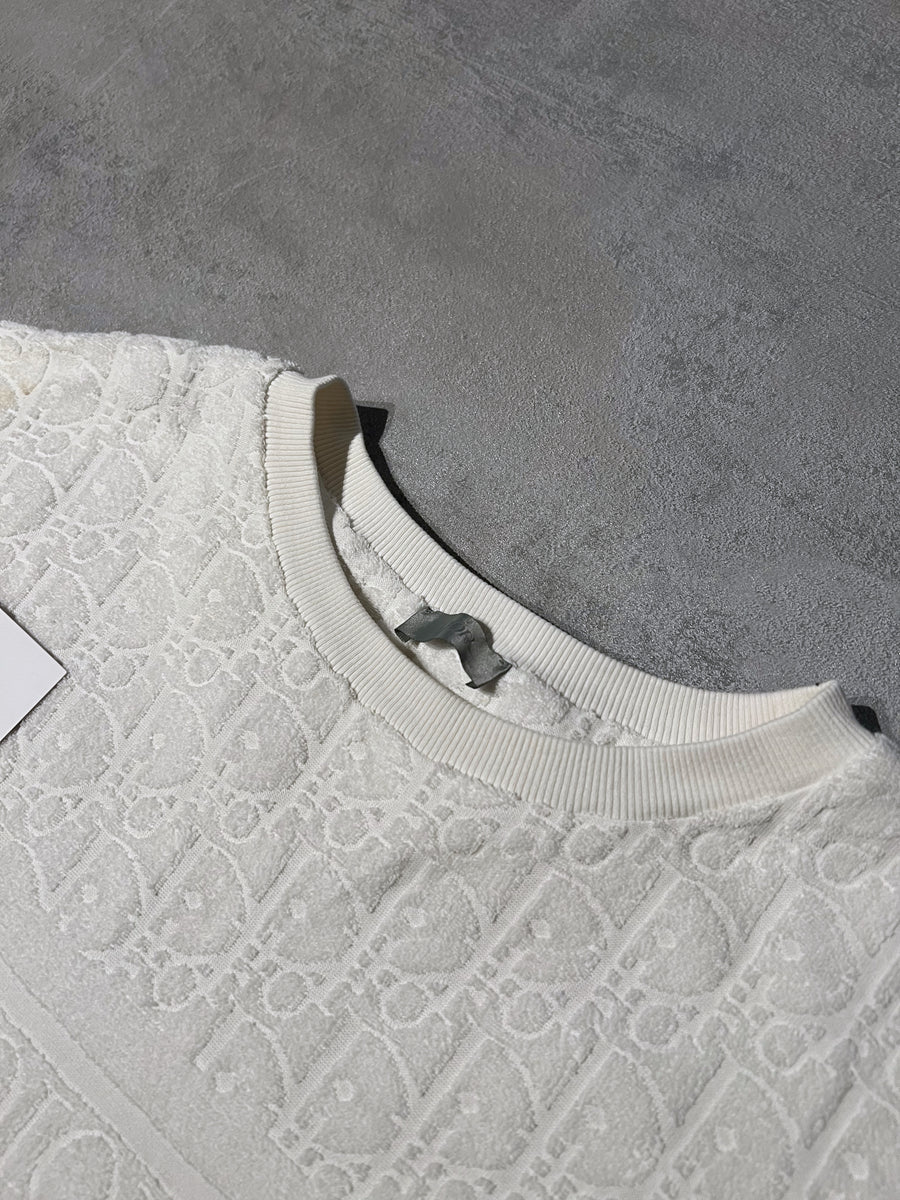 Dior White Terry Cotton Jacquard Oblique Shorts