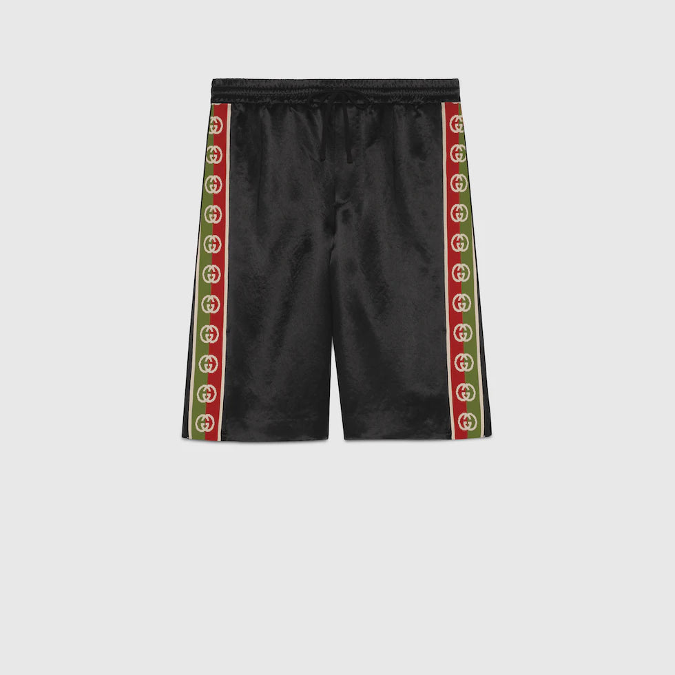 Gucci Acetate Shorts With Interlocking G Stripe