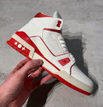 Load image into Gallery viewer, Louis Vuitton Vigil Abloh White x Red High Top Trainers
