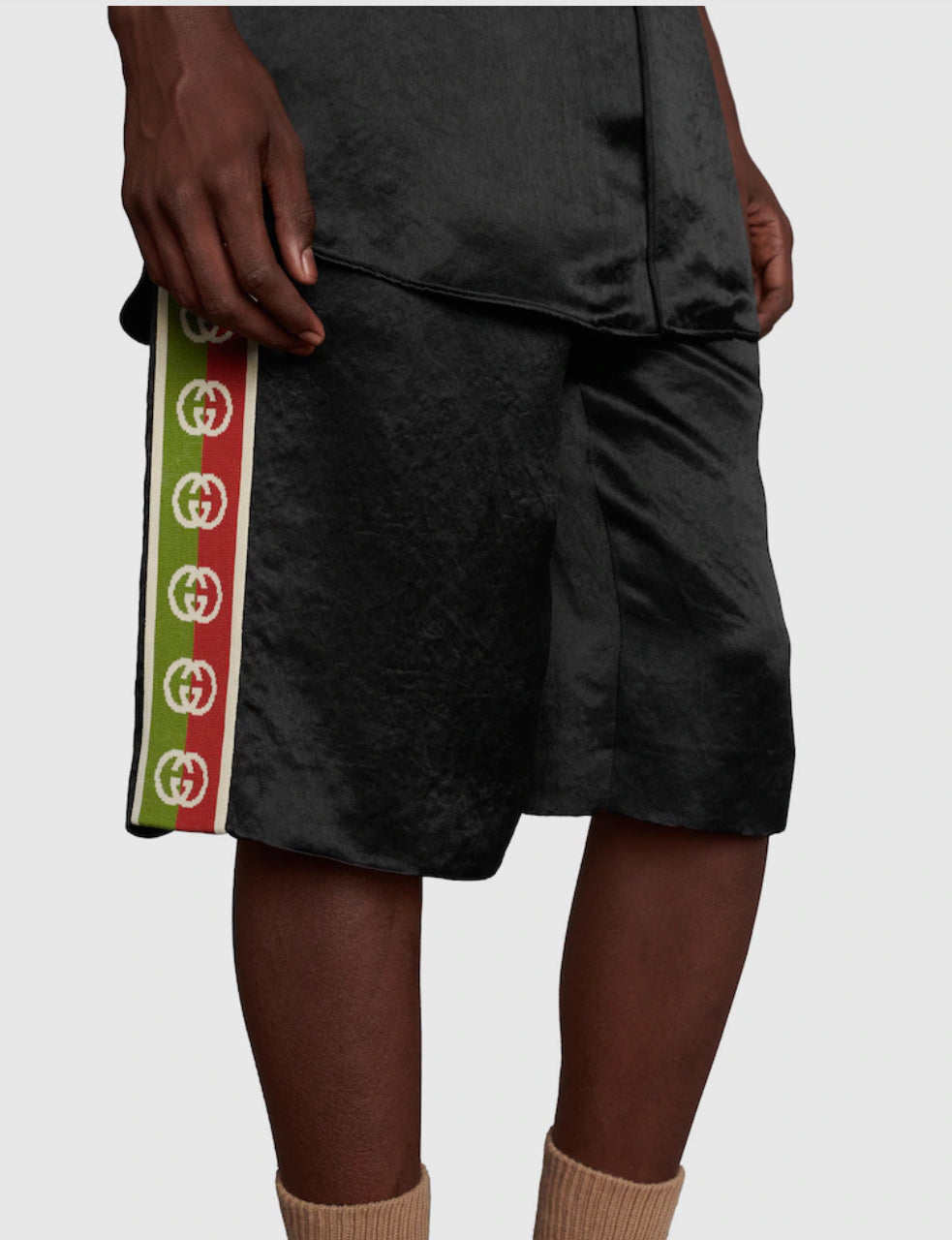 Gucci Acetate Shorts With Interlocking G Stripe
