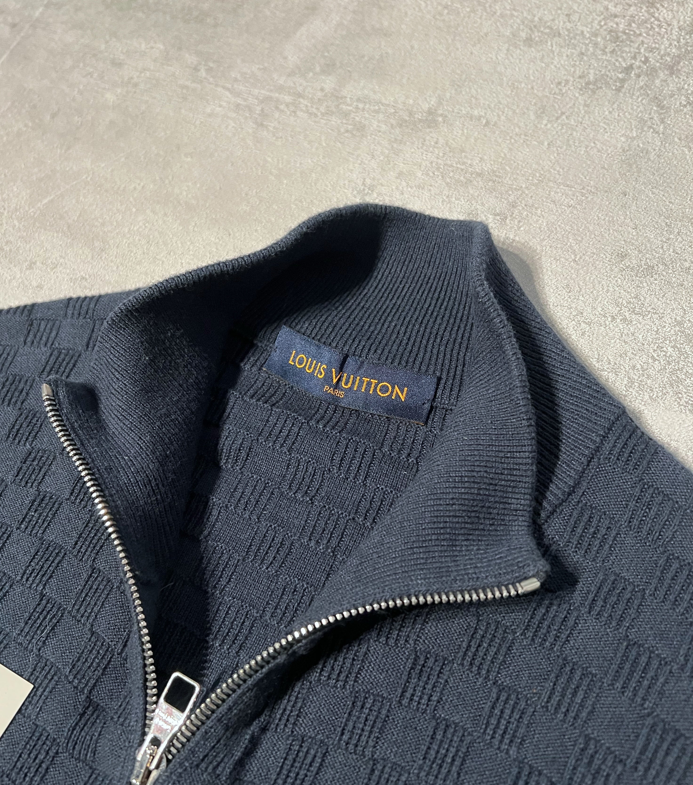 Louis Vuitton Damier Wool Zip-Through Cardigan IVORY. Size M0
