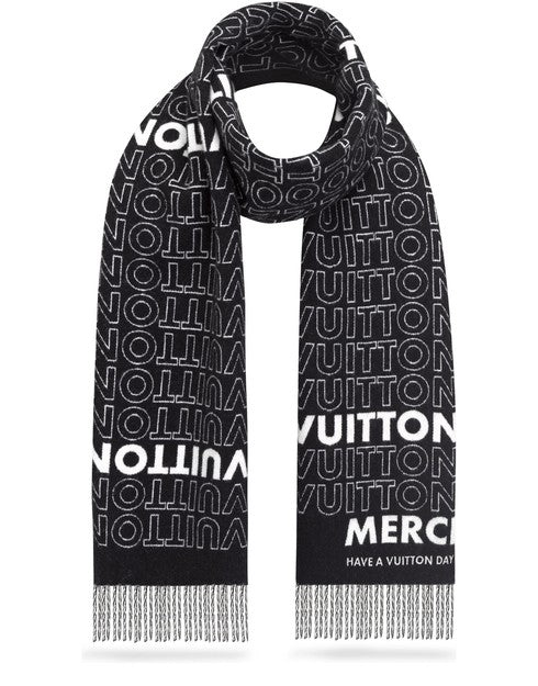 Louis Vuitton Scarf Dark Gray LV Logo
