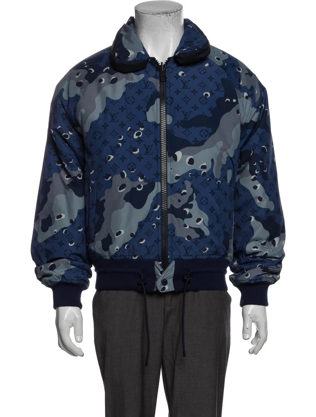 LOUIS VUITTON LV Camouflage Double-Sided Trainer Jacket For Men Blue 1A7X4