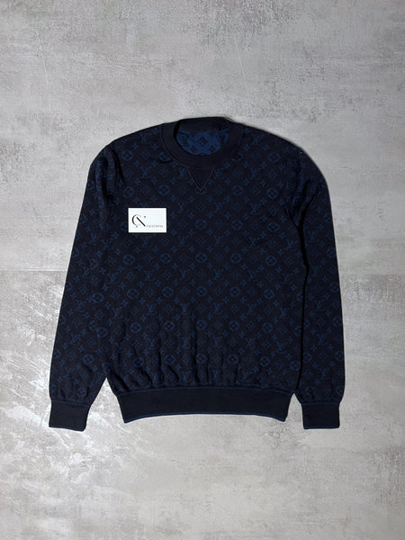 Shop Louis Vuitton Crew Neck Monogram Wool Cashmere Long Sleeves
