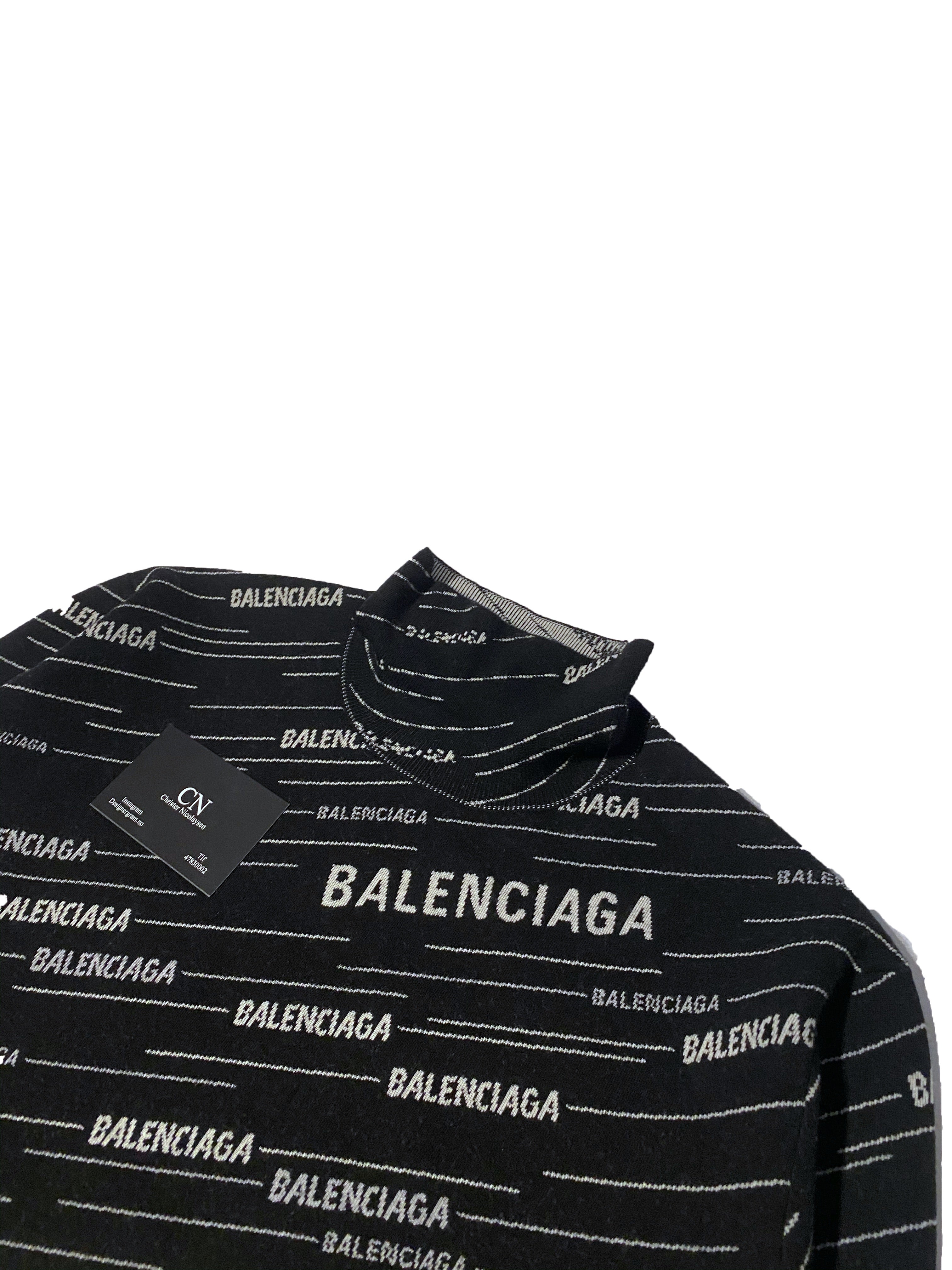 Balenciaga Allover Logo Turtleneck Sweater