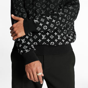 Louis Vuitton Full Monogram Jacquard Crew Neck (Black)