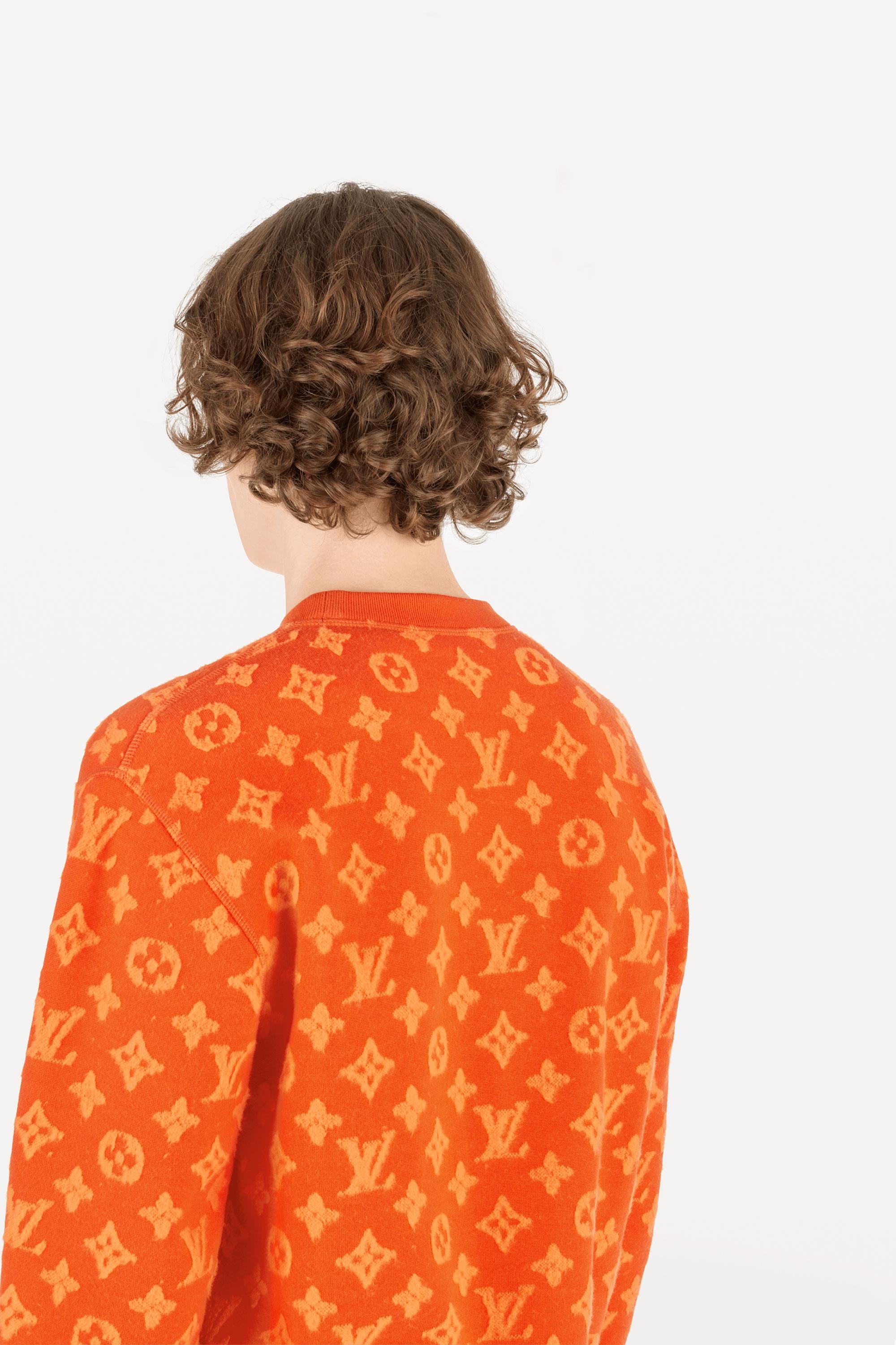 LOUIS VUITTON LV SS21 Monogram Plaid Crewneck Pullover For Men Orange -  KICKS CREW