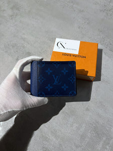 LOUIS VUITTON Blue Monogram Coated Canvas and Taiga Leather