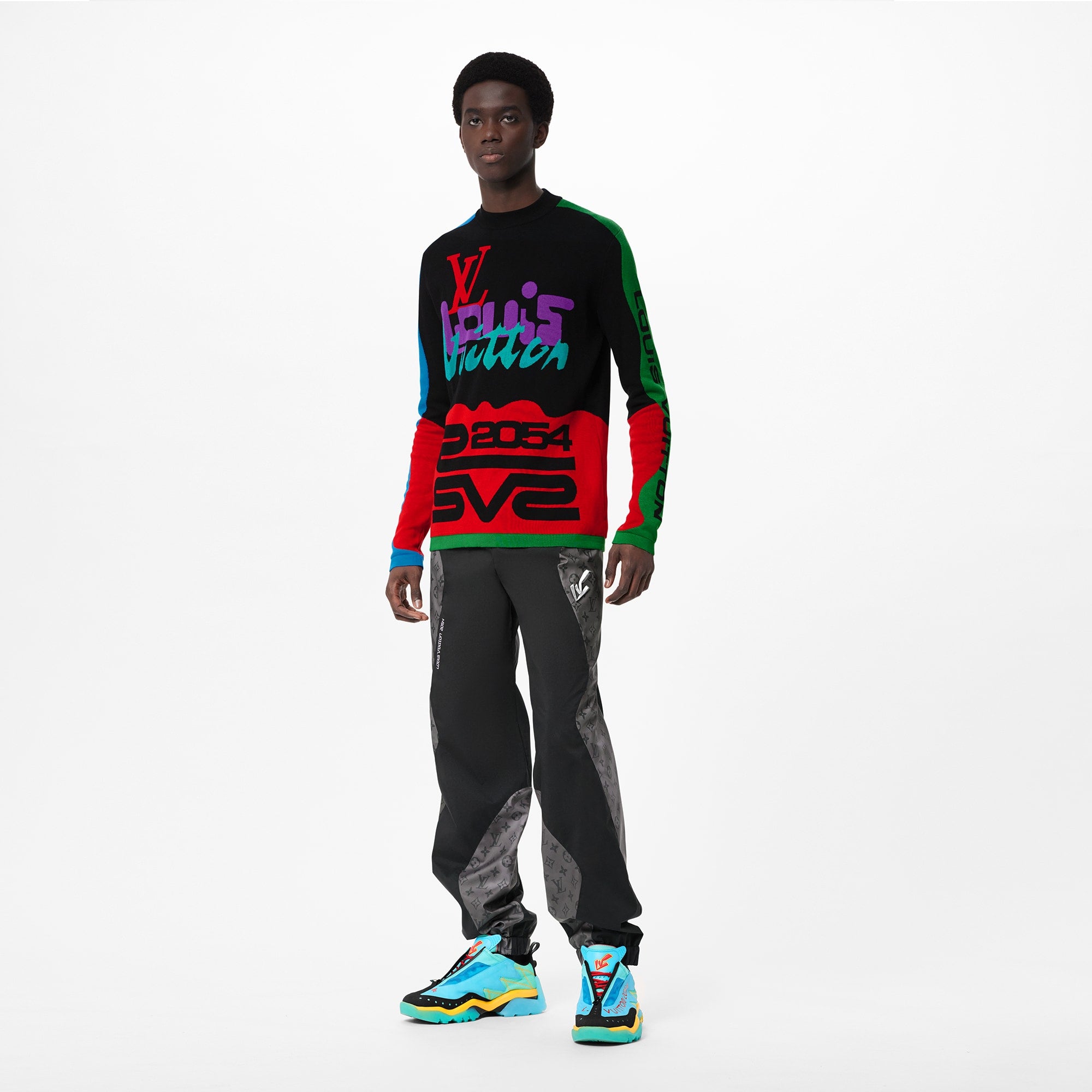 Louis Vuitton Black & Multicolor '2054 Logos' Sweater