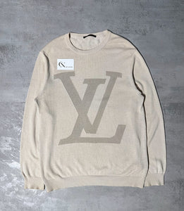 Louis Vuitton Embossed LV Cashmere Hoodie Grey Beige. Size XL