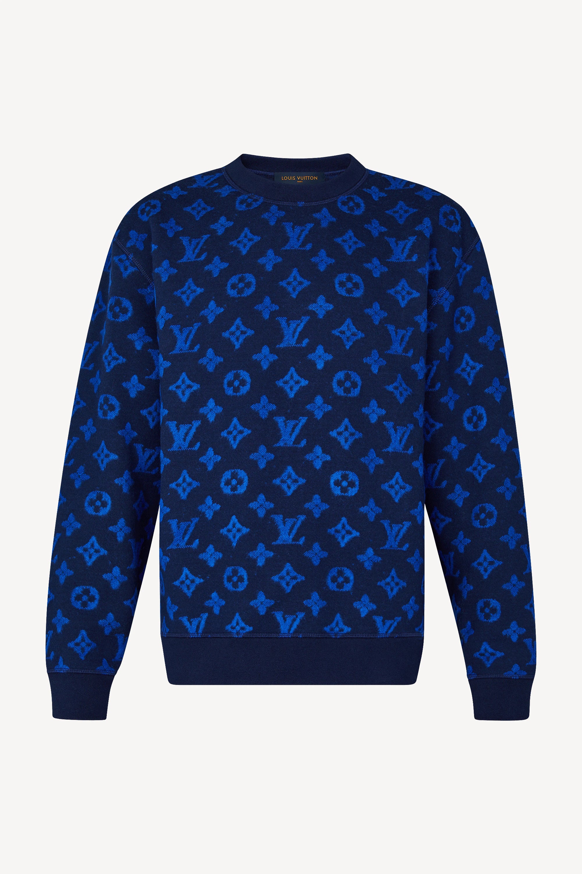 LOUIS VUITTON Monogram Jacquard Crewneck/Sweatshirt/M/Cotton/BLU Blue  ref.586473 - Joli Closet