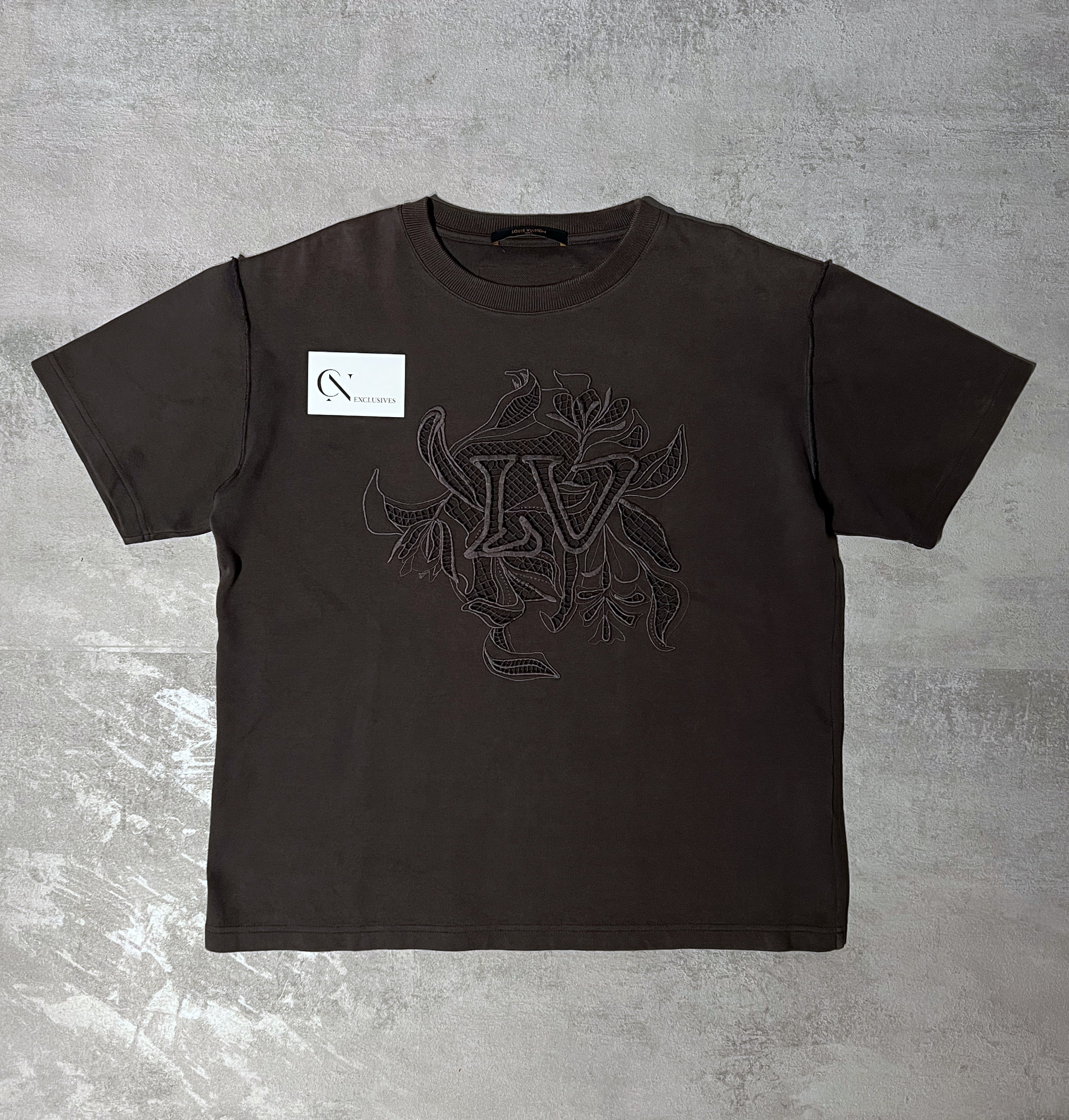 LV Vegetal Lace Embroidery T Shirt Black